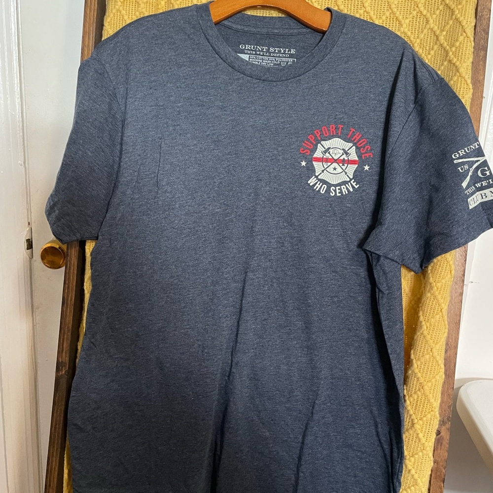 Grunt Style Men's Navy Heather 'Support Those Who Serve' Short Sleeve Tee